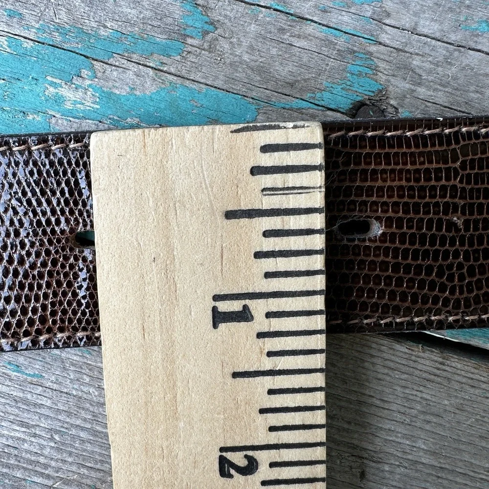 VTG Kenny Rogers Lizard Leather Belt Men‎ 33-37 Inch Montana Silversmiths Buckle